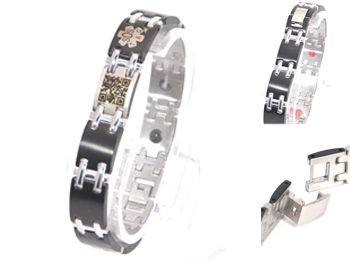sos energetic armband zwart zilver (134b)